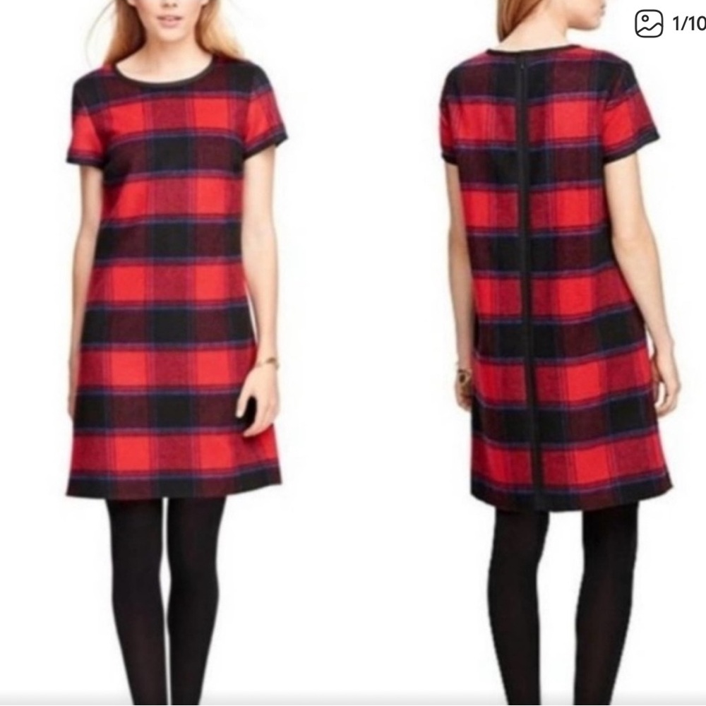 BROOKS BROTHERS Red and Black Plaid Wool Dress 4